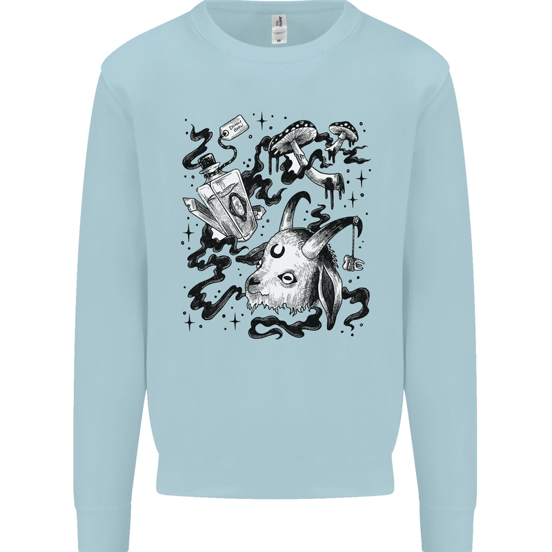 Dark Magic Black Voodoo Magic Mushrooms Mens Sweatshirt Jumper Light Blue