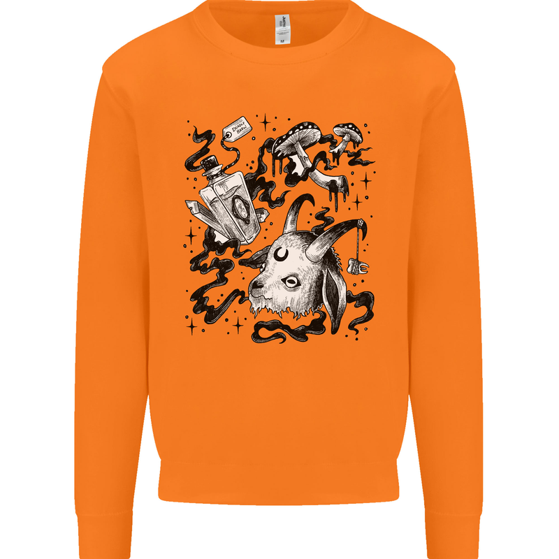 Dark Magic Black Voodoo Magic Mushrooms Mens Sweatshirt Jumper Orange