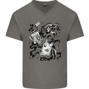 Dark Magic Black Voodoo Magic Mushrooms Mens V-Neck Cotton T-Shirt Charcoal