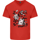 Dark Magic Black Voodoo Magic Mushrooms Mens V-Neck Cotton T-Shirt Red