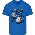 Dark Magic Black Voodoo Magic Mushrooms Mens V-Neck Cotton T-Shirt Royal Blue