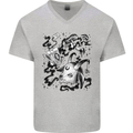 Dark Magic Black Voodoo Magic Mushrooms Mens V-Neck Cotton T-Shirt Sports Grey