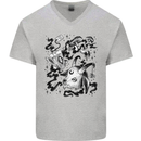 Dark Magic Black Voodoo Magic Mushrooms Mens V-Neck Cotton T-Shirt Sports Grey