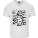 Dark Magic Black Voodoo Magic Mushrooms Mens V-Neck Cotton T-Shirt White