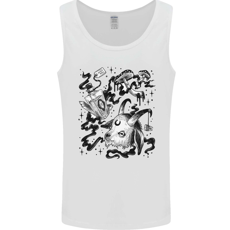 Dark Magic Black Voodoo Magic Mushrooms Mens Vest Tank Top White