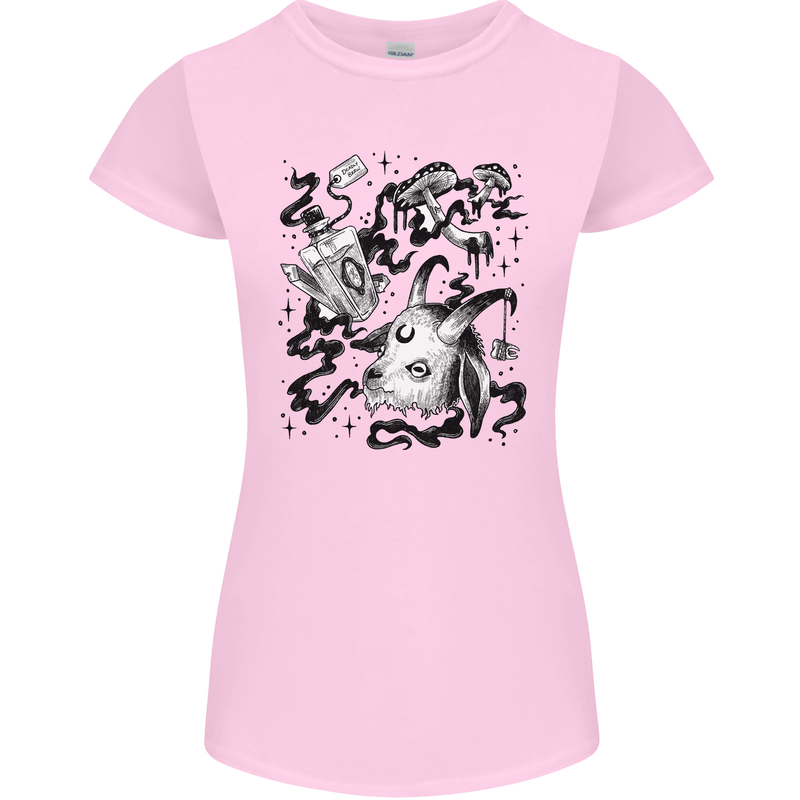 Dark Magic Black Voodoo Magic Mushrooms Womens Petite Cut T-Shirt Light Pink