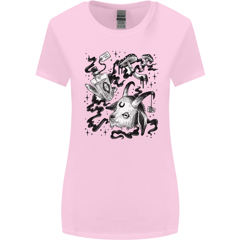 Dark Magic Black Voodoo Magic Mushrooms Womens Wider Cut T-Shirt Light Pink