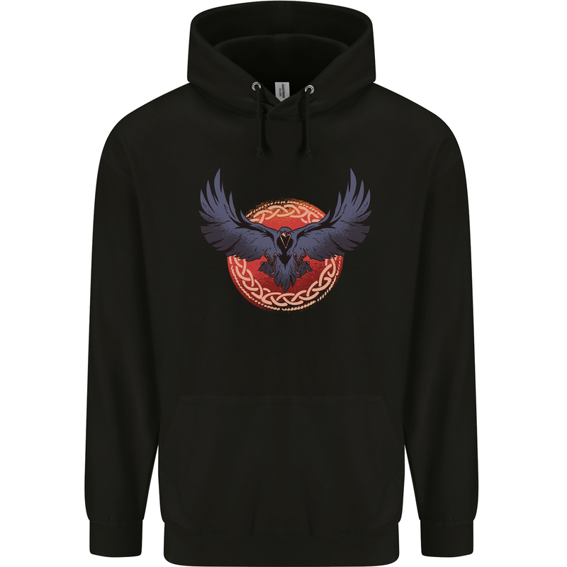 Dark Raven Norse Vikings Mens 80% Cotton Hoodie Black