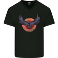 Dark Raven Norse Vikings Mens V-Neck Cotton T-Shirt Black