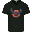 Dark Raven Norse Vikings Mens V-Neck Cotton T-Shirt Black