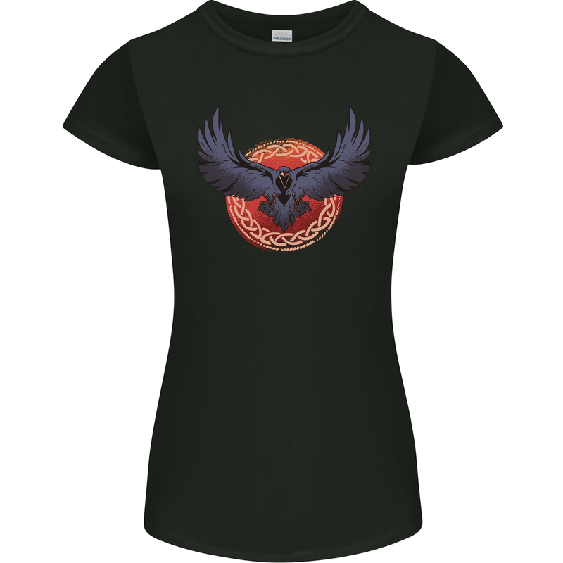 Dark Raven Norse Vikings Womens Petite Cut T-Shirt Black
