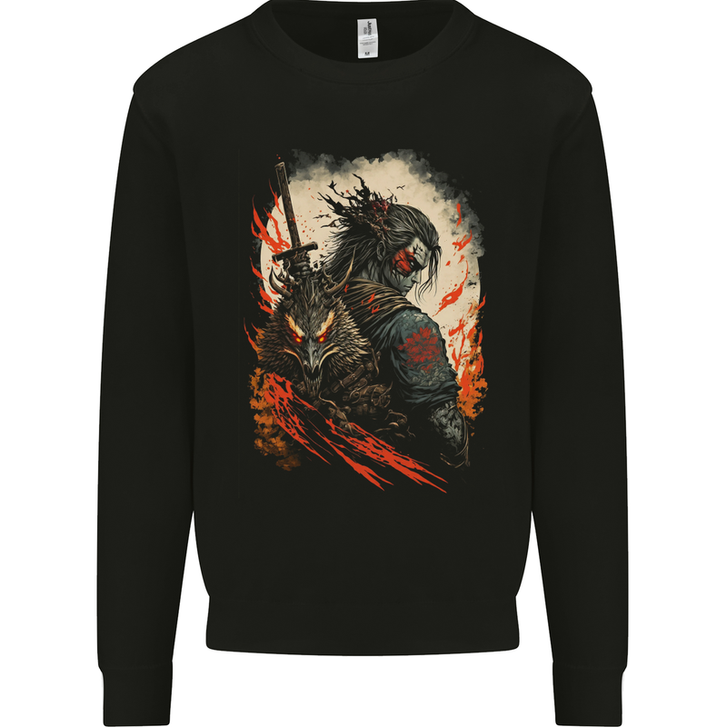 Dark Samurai Fantasy Warrior Kids Sweatshirt Jumper Black