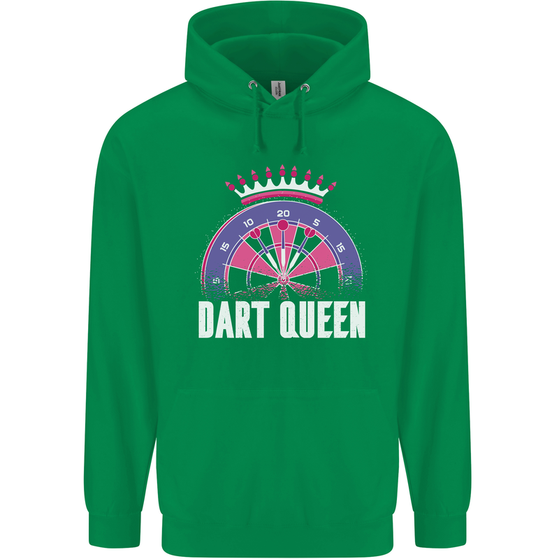 Darts Queen Funny Childrens Kids Hoodie Irish Green
