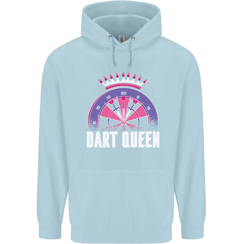 Darts Queen Funny Childrens Kids Hoodie Light Blue