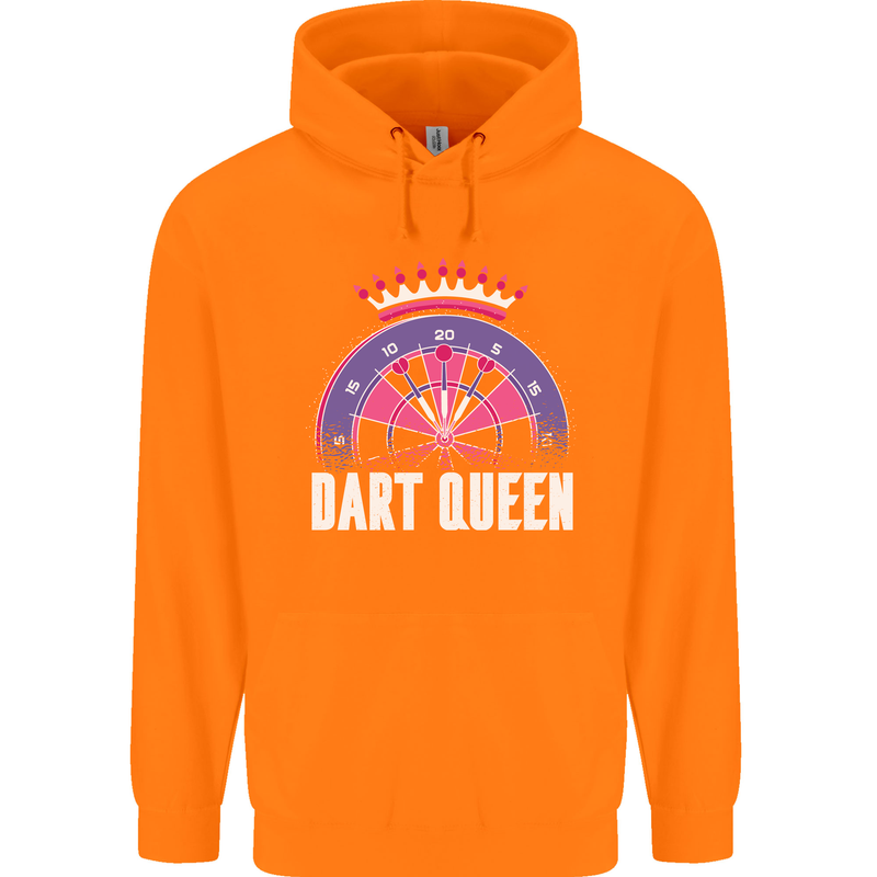 Darts Queen Funny Childrens Kids Hoodie Orange