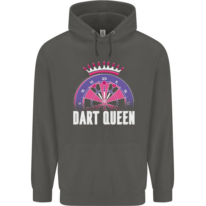 Darts Queen Funny Childrens Kids Hoodie Storm Grey