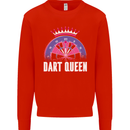Darts Queen Funny Kids Sweatshirt Jumper Bright Red