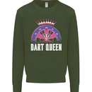 Darts Queen Funny Kids Sweatshirt Jumper Forest Green