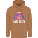 Darts Queen Funny Mens 80% Cotton Hoodie Caramel Latte