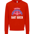 Darts Queen Funny Mens Sweatshirt Jumper Bright Red