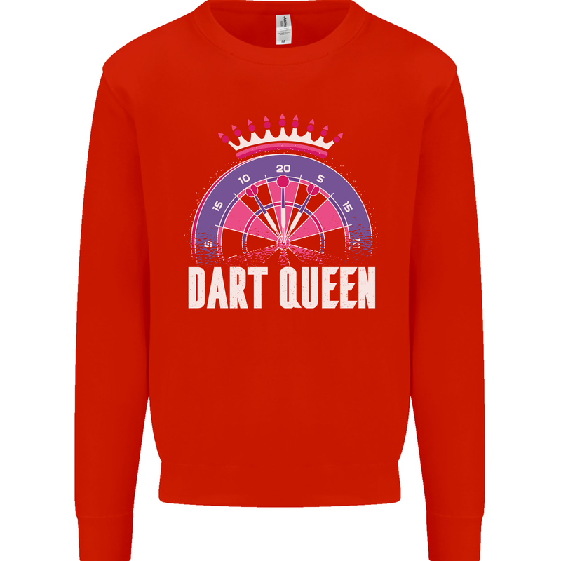 Darts Queen Funny Mens Sweatshirt Jumper Bright Red