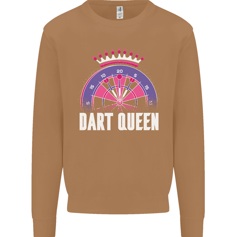 Darts Queen Funny Mens Sweatshirt Jumper Caramel Latte