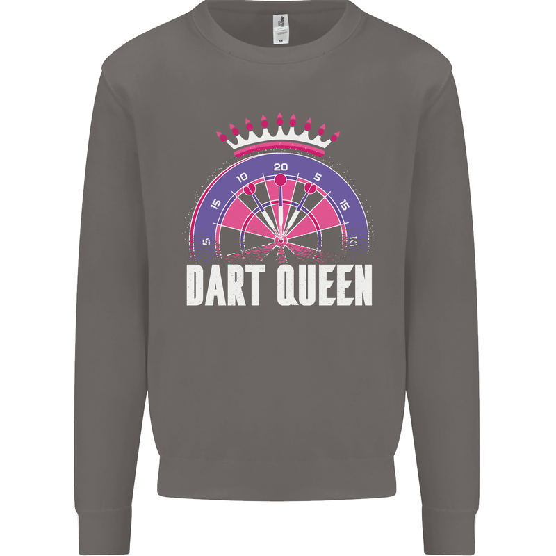 Darts Queen Funny Mens Sweatshirt Jumper Charcoal