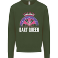 Darts Queen Funny Mens Sweatshirt Jumper Forest Green