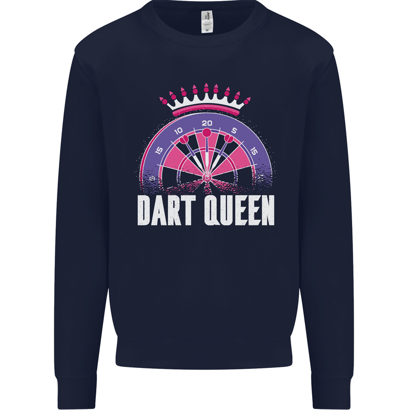 Darts Queen Funny Mens Sweatshirt Jumper Navy Blue