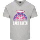 Darts Queen Funny Mens V-Neck Cotton T-Shirt Sports Grey