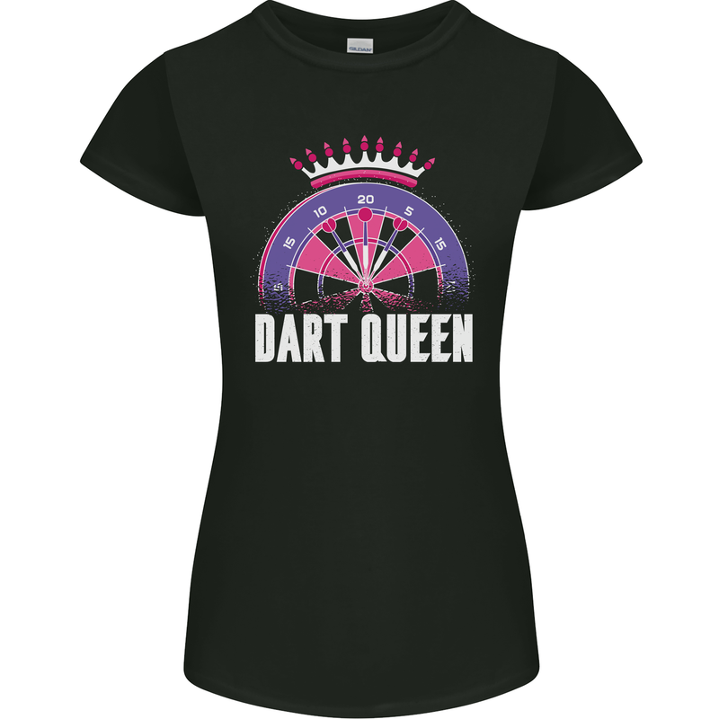 Darts Queen Funny Womens Petite Cut T-Shirt Black