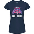 Darts Queen Funny Womens Petite Cut T-Shirt Navy Blue