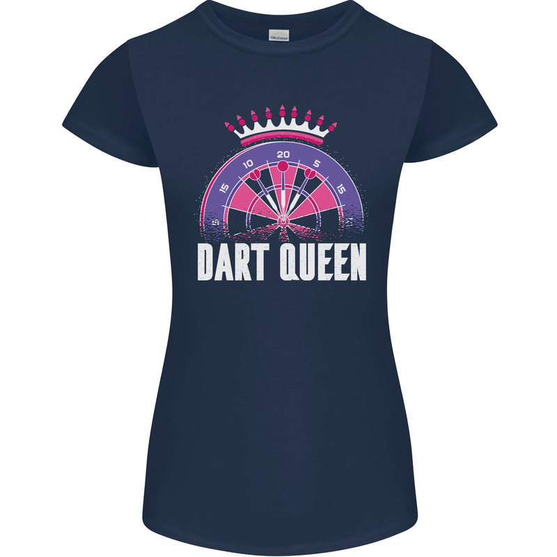 Darts Queen Funny Womens Petite Cut T-Shirt Navy Blue