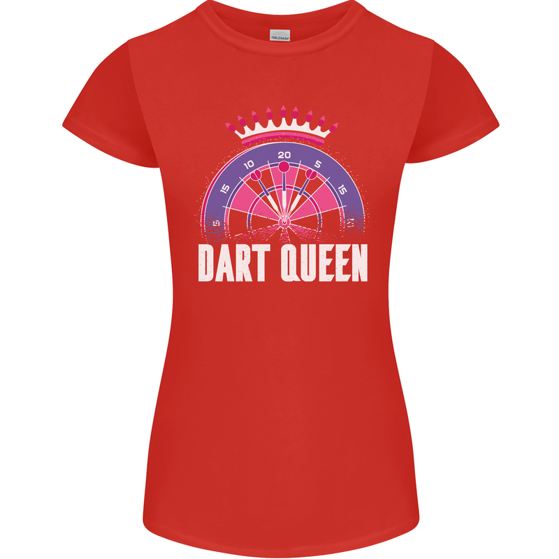 Darts Queen Funny Womens Petite Cut T-Shirt Red