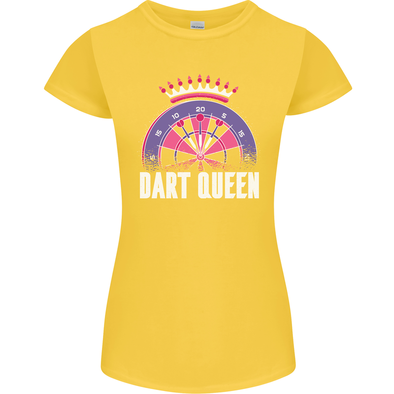Darts Queen Funny Womens Petite Cut T-Shirt Yellow