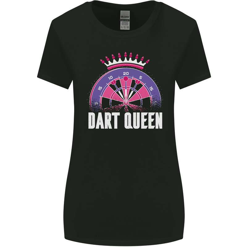 Darts Queen Funny Womens Wider Cut T-Shirt Black