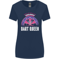Darts Queen Funny Womens Wider Cut T-Shirt Navy Blue