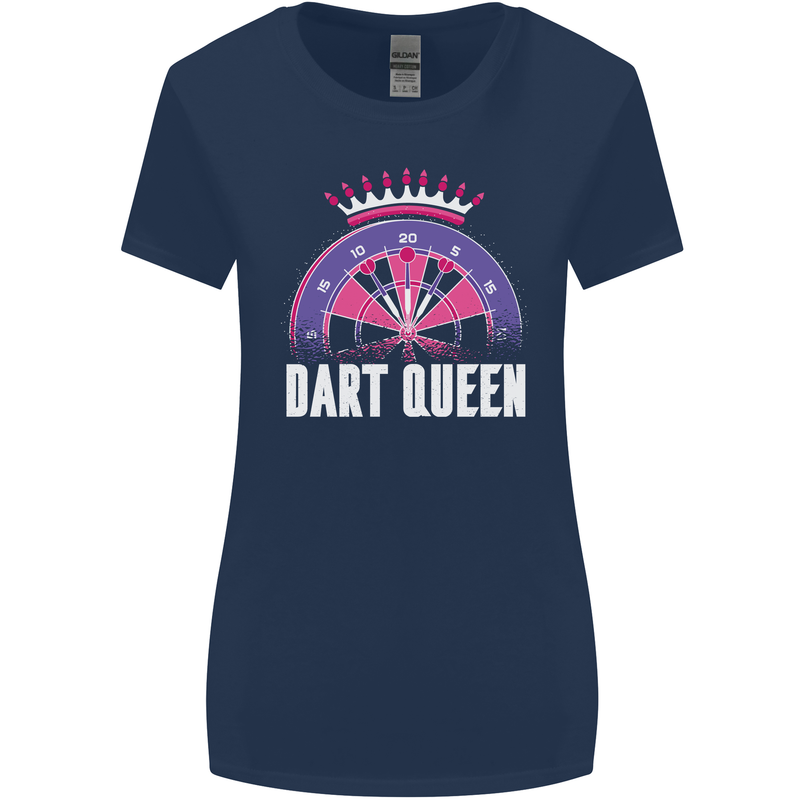 Darts Queen Funny Womens Wider Cut T-Shirt Navy Blue