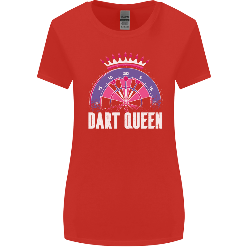 Darts Queen Funny Womens Wider Cut T-Shirt Red