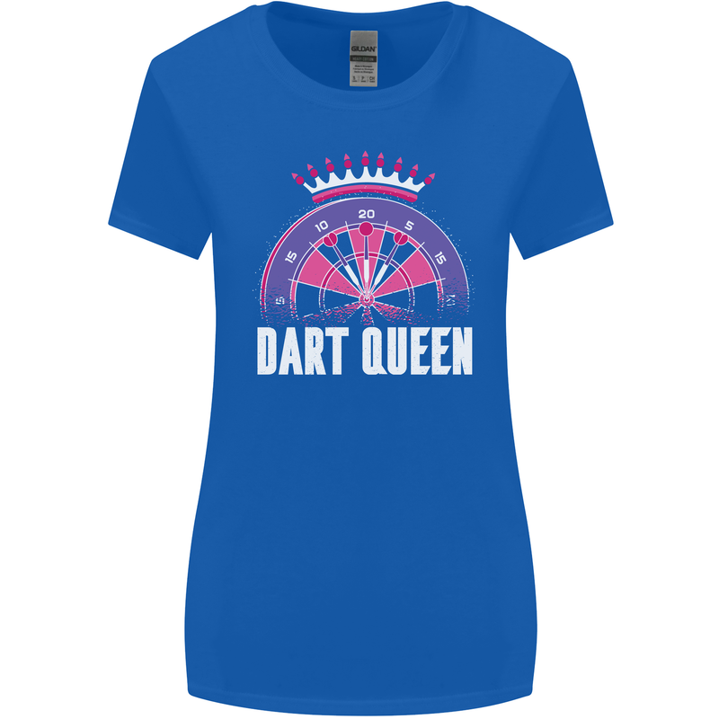 Darts Queen Funny Womens Wider Cut T-Shirt Royal Blue