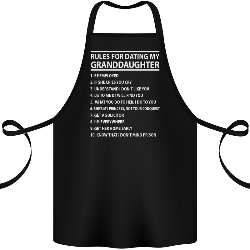 Dating My Granddaughter Grandparent's Day Cotton Apron 100% Organic Black