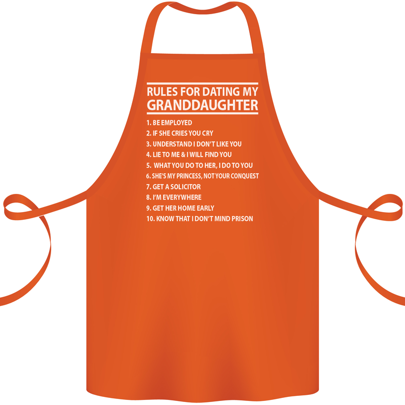 Dating My Granddaughter Grandparent's Day Cotton Apron 100% Organic Orange