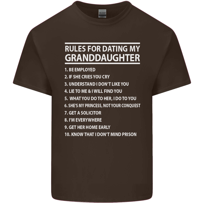 Dating My Granddaughter Grandparent's Day Mens Cotton T-Shirt Tee Top Dark Chocolate