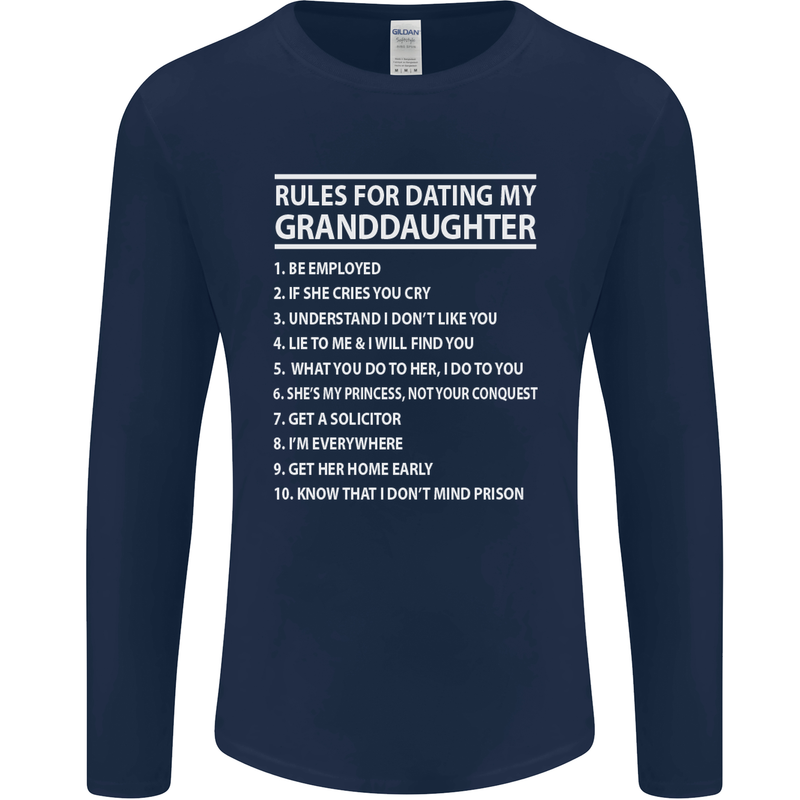 Dating My Granddaughter Grandparent's Day Mens Long Sleeve T-Shirt Navy Blue