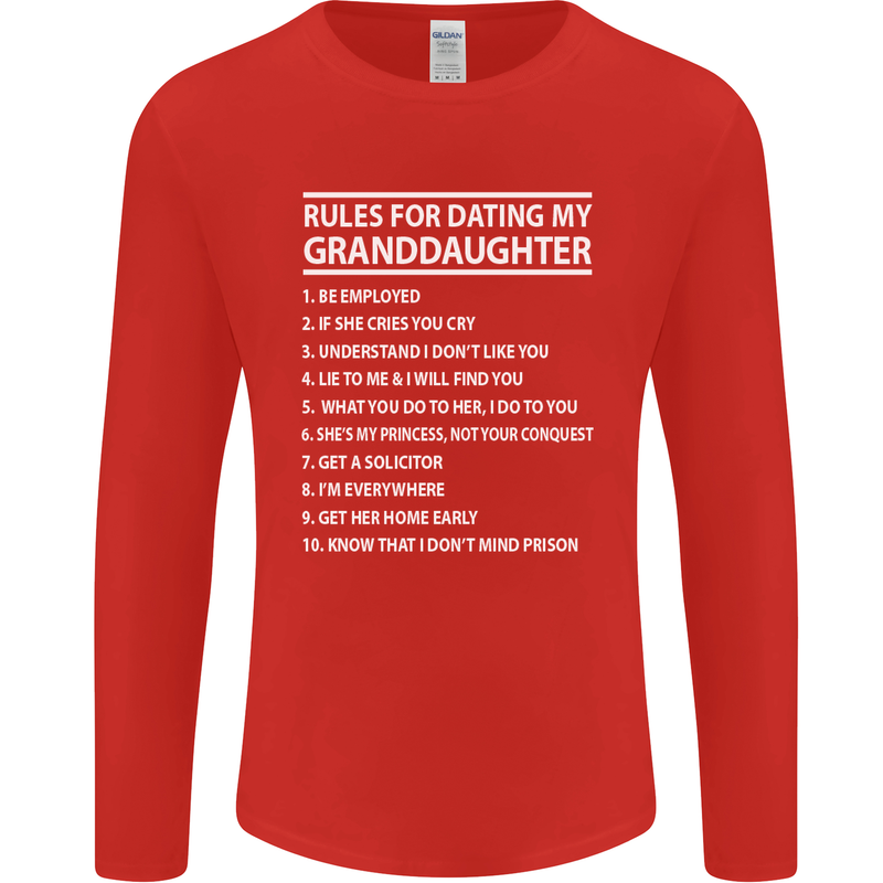 Dating My Granddaughter Grandparent's Day Mens Long Sleeve T-Shirt Red