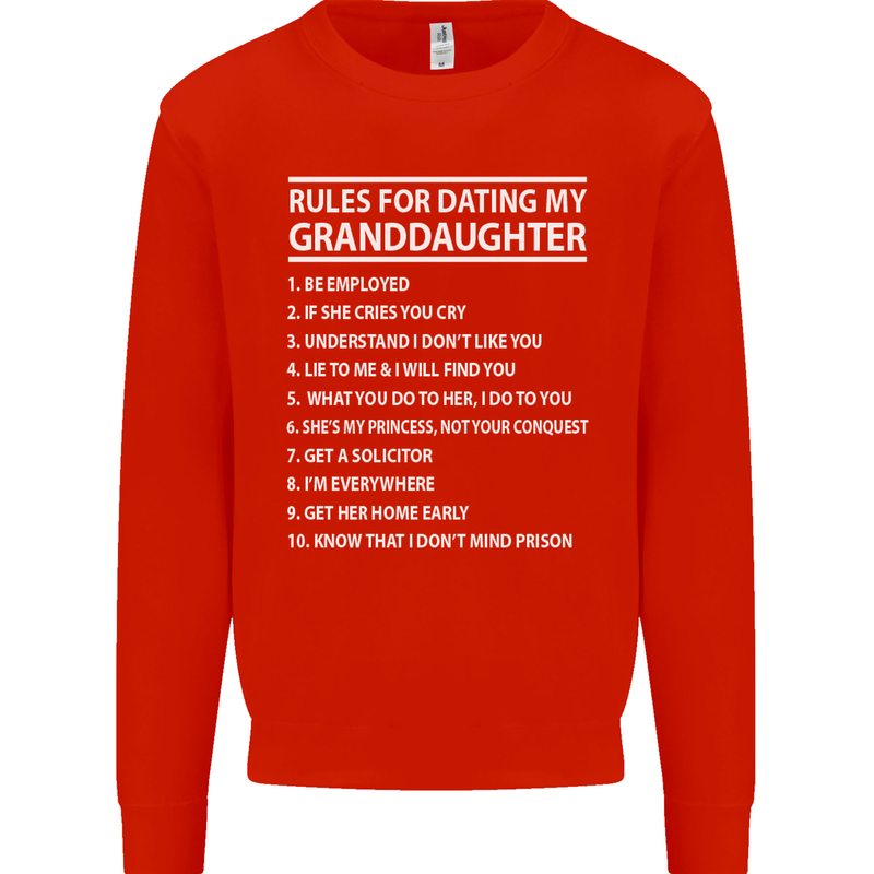 Dating My Granddaughter Grandparent's Day Mens Sweatshirt Jumper Bright Red