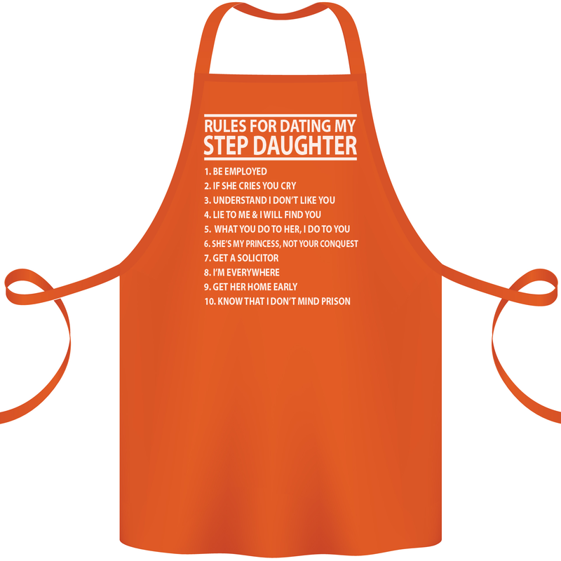 Dating My Step Daughter Funny Father's Day Cotton Apron 100% Organic Orange