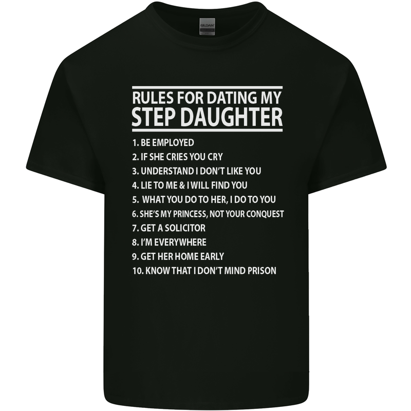 Dating My Step Daughter Funny Father's Day Mens Cotton T-Shirt Tee Top Black