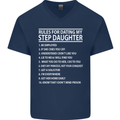 Dating My Step Daughter Funny Father's Day Mens V-Neck Cotton T-Shirt Navy Blue