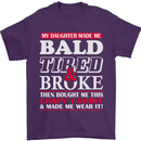 Daughter Bald Tired & Broke Father's Day Mens T-Shirt Cotton Gildan Purple